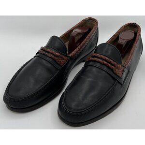 Allen Edmonds Braided Newcomb Black Leather Loafers Dress Shoes Mens Size 9.5D